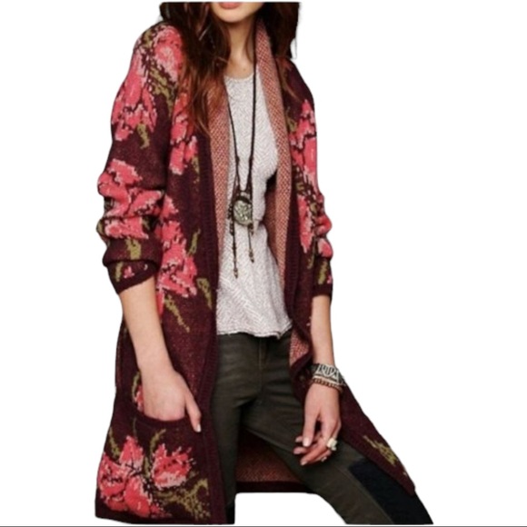 Free People Sweaters - Free People Floral Power Wool Alpaca Cardigan Sweater Womens Small